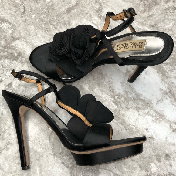 Badgley Mischka black satin Randee stiletto - Picture 1 of 6